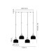 DeRuyter 4 Light Linear Pendant E27 Satin Black/Prismatic Dome Glass Frosted-2
