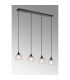 DeRuyter 4 Light Linear Pendant E27 Satin Black/Prismatic Dome Glass Frosted-3