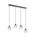 DeRuyter 4 Light Linear Pendant E27 Satin Black/Prismatic Dome Glass Frosted-5
