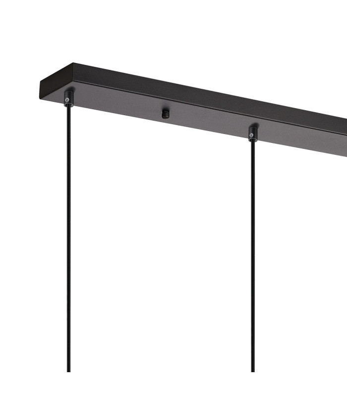 DeRuyter 4 Light Linear Pendant E27 Satin Black/Prismatic Dome Glass Frosted-6