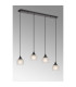 DeRuyter 4 Light Linear Pendant E27 Satin Black/Prismatic Dome Glass Frosted-10
