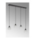 DeRuyter 4 Light Linear Pendant E27 Satin Black/Prismatic Dome Glass Frosted-11