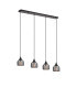 DeRuyter 4 Light Linear Pendant E27 Satin Black/Prismatic Dome Glass Smoke-1