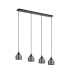 DeRuyter 4 Light Linear Pendant E27 Satin Black/Prismatic Dome Glass Smoke-4