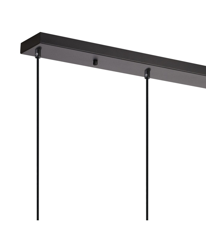 DeRuyter 4 Light Linear Pendant E27 Satin Black/Prismatic Dome Glass Smoke-6
