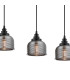 DeRuyter 4 Light Linear Pendant E27 Satin Black/Prismatic Dome Glass Smoke-7