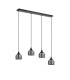 DeRuyter 4 Light Linear Pendant E27 Satin Black/Prismatic Dome Glass Smoke-8