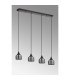 DeRuyter 4 Light Linear Pendant E27 Satin Black/Prismatic Dome Glass Smoke-9