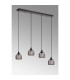 DeRuyter 4 Light Linear Pendant E27 Satin Black/Prismatic Dome Glass Smoke-10