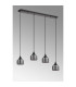 DeRuyter 4 Light Linear Pendant E27 Satin Black/Prismatic Dome Glass Smoke-11