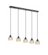 DeRuyter 5 Light Linear Pendant E27 Satin Black/Prismatic Dome Glass Amber-1