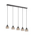 DeRuyter 5 Light Linear Pendant E27 Satin Black/Prismatic Dome Glass Amber-4