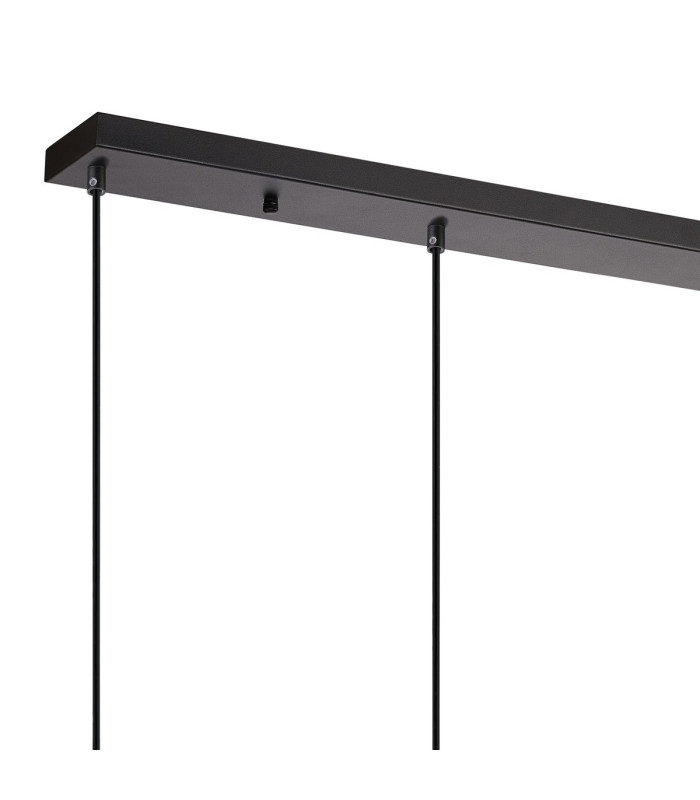 DeRuyter 5 Light Linear Pendant E27 Satin Black/Prismatic Dome Glass Amber-6