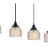 DeRuyter 5 Light Linear Pendant E27 Satin Black/Prismatic Dome Glass Amber-7