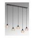 DeRuyter 5 Light Linear Pendant E27 Satin Black/Prismatic Dome Glass Amber-10
