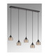 DeRuyter 5 Light Linear Pendant E27 Satin Black/Prismatic Dome Glass Amber-11