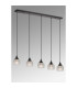 DeRuyter 5 Light Linear Pendant E27 Satin Black/Prismatic Dome Glass Clear-3
