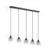 DeRuyter 5 Light Linear Pendant E27 Satin Black/Prismatic Dome Glass Clear-4