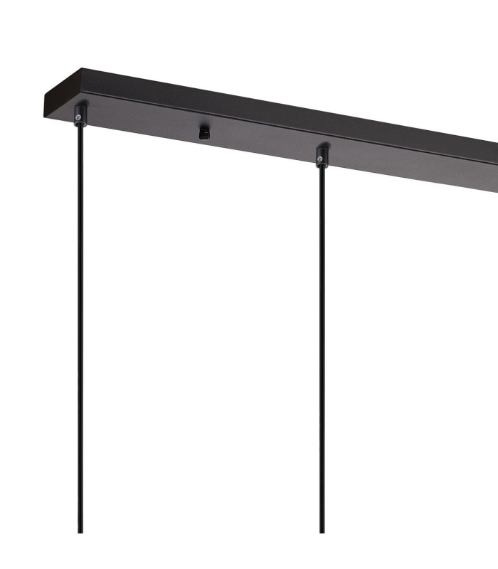 DeRuyter 5 Light Linear Pendant E27 Satin Black/Prismatic Dome Glass Clear-6