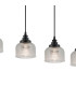 DeRuyter 5 Light Linear Pendant E27 Satin Black/Prismatic Dome Glass Clear-7