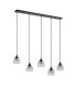 DeRuyter 5 Light Linear Pendant E27 Satin Black/Prismatic Dome Glass Clear-8