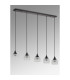 DeRuyter 5 Light Linear Pendant E27 Satin Black/Prismatic Dome Glass Clear-9