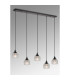 DeRuyter 5 Light Linear Pendant E27 Satin Black/Prismatic Dome Glass Clear-10