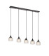 DeRuyter 5 Light Linear Pendant E27 Satin Black/Prismatic Dome Glass Frosted-1