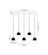 DeRuyter 5 Light Linear Pendant E27 Satin Black/Prismatic Dome Glass Frosted-2