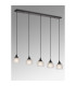 DeRuyter 5 Light Linear Pendant E27 Satin Black/Prismatic Dome Glass Frosted-3