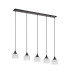 DeRuyter 5 Light Linear Pendant E27 Satin Black/Prismatic Dome Glass Frosted-4