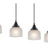 DeRuyter 5 Light Linear Pendant E27 Satin Black/Prismatic Dome Glass Frosted-7