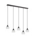 DeRuyter 5 Light Linear Pendant E27 Satin Black/Prismatic Dome Glass Frosted-8