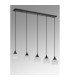 DeRuyter 5 Light Linear Pendant E27 Satin Black/Prismatic Dome Glass Frosted-9