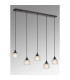 DeRuyter 5 Light Linear Pendant E27 Satin Black/Prismatic Dome Glass Frosted-10