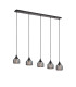 DeRuyter 5 Light Linear Pendant E27 Satin Black/Prismatic Dome Glass Smoke-1