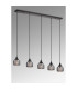 DeRuyter 5 Light Linear Pendant E27 Satin Black/Prismatic Dome Glass Smoke-3