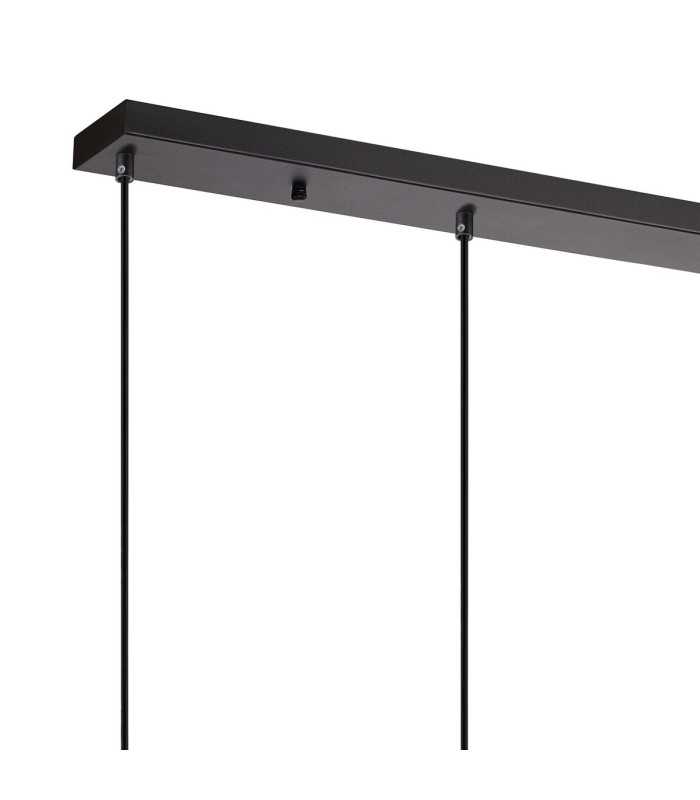 DeRuyter 5 Light Linear Pendant E27 Satin Black/Prismatic Dome Glass Smoke-6