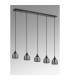 DeRuyter 5 Light Linear Pendant E27 Satin Black/Prismatic Dome Glass Smoke-9