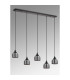 DeRuyter 5 Light Linear Pendant E27 Satin Black/Prismatic Dome Glass Smoke-11