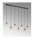 DeRuyter 7 Light Linear Pendant E27 Satin Black/Prismatic Dome Glass Amber-3