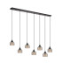 DeRuyter 7 Light Linear Pendant E27 Satin Black/Prismatic Dome Glass Amber-4