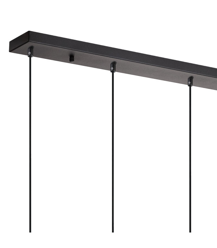 DeRuyter 7 Light Linear Pendant E27 Satin Black/Prismatic Dome Glass Amber-6