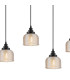 DeRuyter 7 Light Linear Pendant E27 Satin Black/Prismatic Dome Glass Amber-7