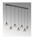 DeRuyter 7 Light Linear Pendant E27 Satin Black/Prismatic Dome Glass Amber-9