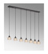 DeRuyter 7 Light Linear Pendant E27 Satin Black/Prismatic Dome Glass Amber-10