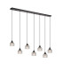 DeRuyter 7 Light Linear Pendant E27 Satin Black/Prismatic Dome Glass Clear-1