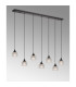 DeRuyter 7 Light Linear Pendant E27 Satin Black/Prismatic Dome Glass Clear-3