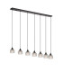 DeRuyter 7 Light Linear Pendant E27 Satin Black/Prismatic Dome Glass Clear-5