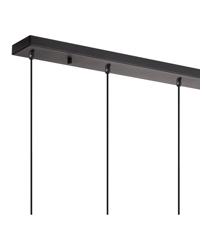 DeRuyter 7 Light Linear Pendant E27 Satin Black/Prismatic Dome Glass Clear-6